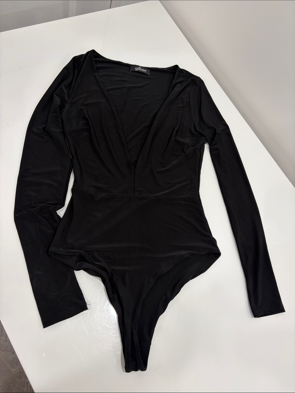 Mendocino Black Deep V Long-Sleeve Bodysuit